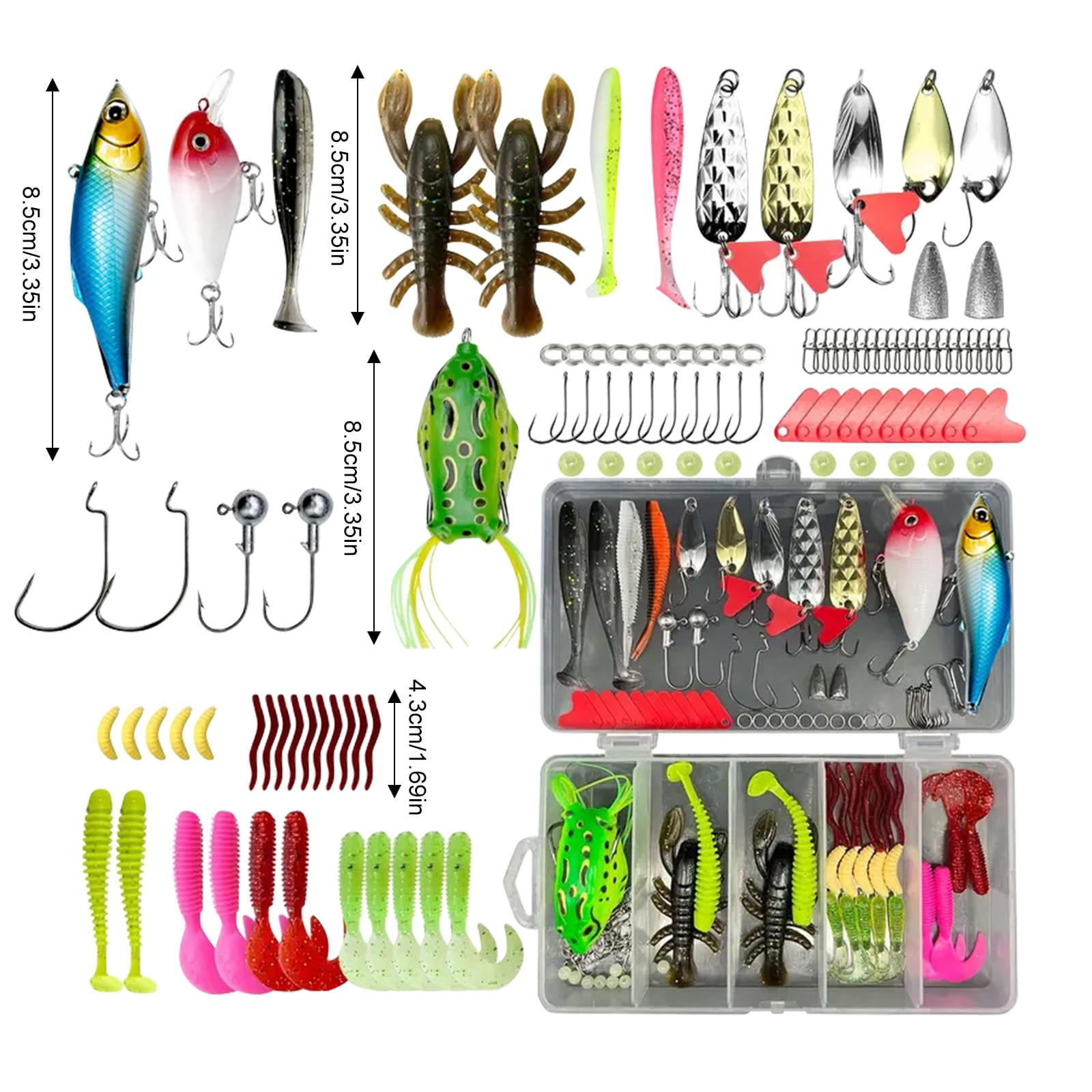 Lure Fishing Bait Set, 99pcs Artificial Baits with Storage Box for Freshwater Saltwater Fishing, Anglers Fishing Enthusiasts - Includes Various Soft Hard Lures Spoons Hooks for Bass Trout Salmon Fish
