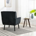 thumbnail image 3 of Accent Chair with Black Legs, Modern Soft Velvet Armchair with Ergonomic Backrest, Upholstered Leisure Sofa Chair for Living Room Bedroom Indoor Home, Black, 3 of 9