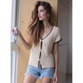 thumbnail image 5 of Women Summer Cable Knit Cardigan Sweater Tie Front V Neck Oversized Knitwear Color S, 5 of 8
