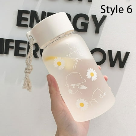 

PEKVU 500ML Small Daisy Transparent Plastic Water Bottles Water Bottle Portable Travel