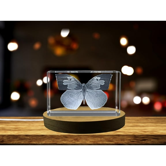 Dogface Butterfly Engraved in Stunning 3D on Crystal | Unique Insect Gift
