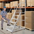 thumbnail image 2 of 6 Steps Rolling Ladder, Mobile Platform Ladders with Handrails, Industrial & Warehouse Non-Slip Stair Ladder, 1213lbs Capacity, 2 of 15