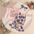 thumbnail image 2 of TOWED22 Infant Baby Girl Clothes 3pcs Outfits Cute Long Sleeve Crew Neck Pattern Print Romper Bodysuit Pants Headband Fall Winter Set(Red,3-6 M), 2 of 7