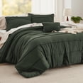 thumbnail image 1 of Juego de edredón Bedsure King Pinch Pleat, color verde oliva, 4 piezas, 1 of 8