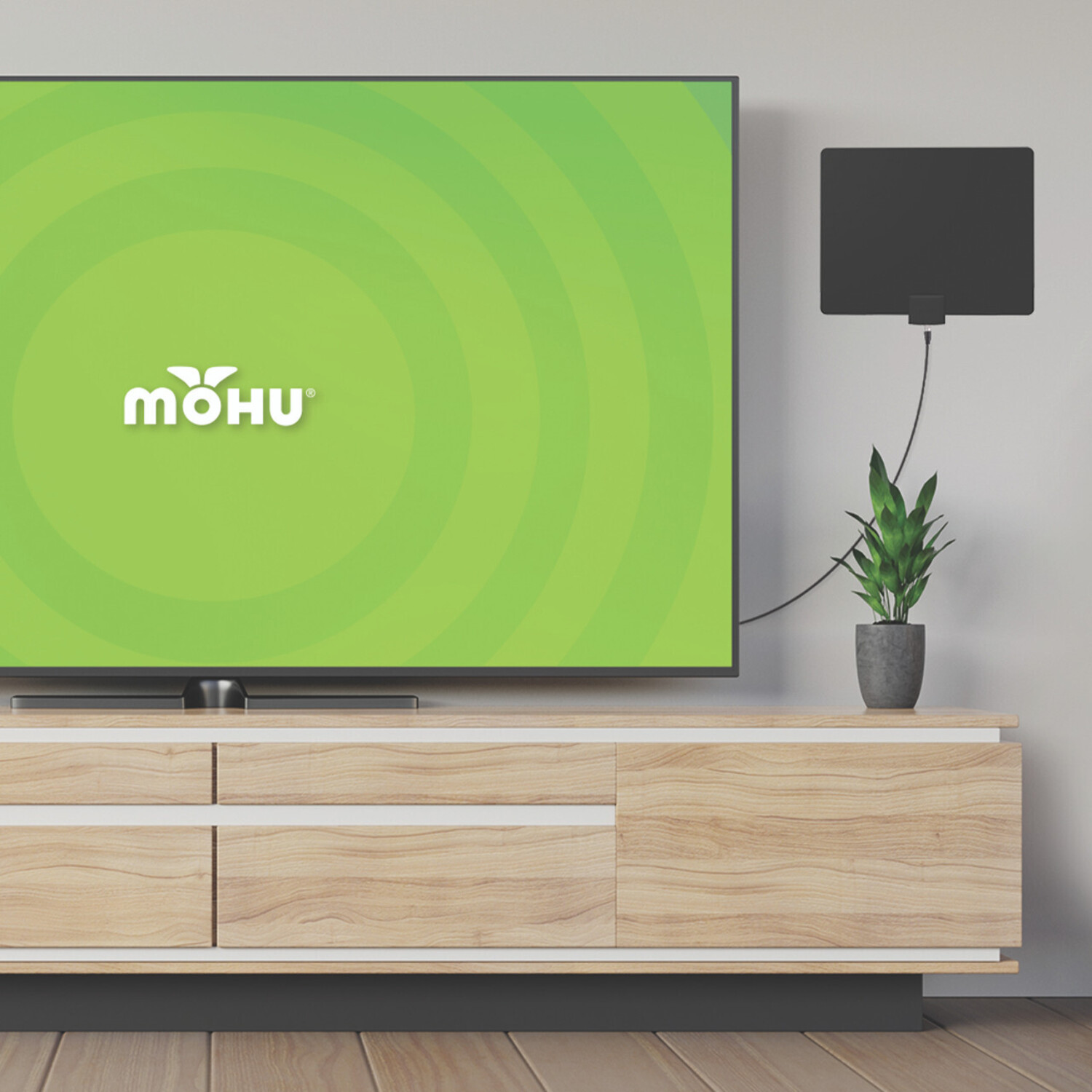 Mohu Leaf 50 Amplified Indoor HDTV Antenna w/ Jolt Switch In-Line Amplifier and 12 Ft. Coaxial Cable - image 2 of 11