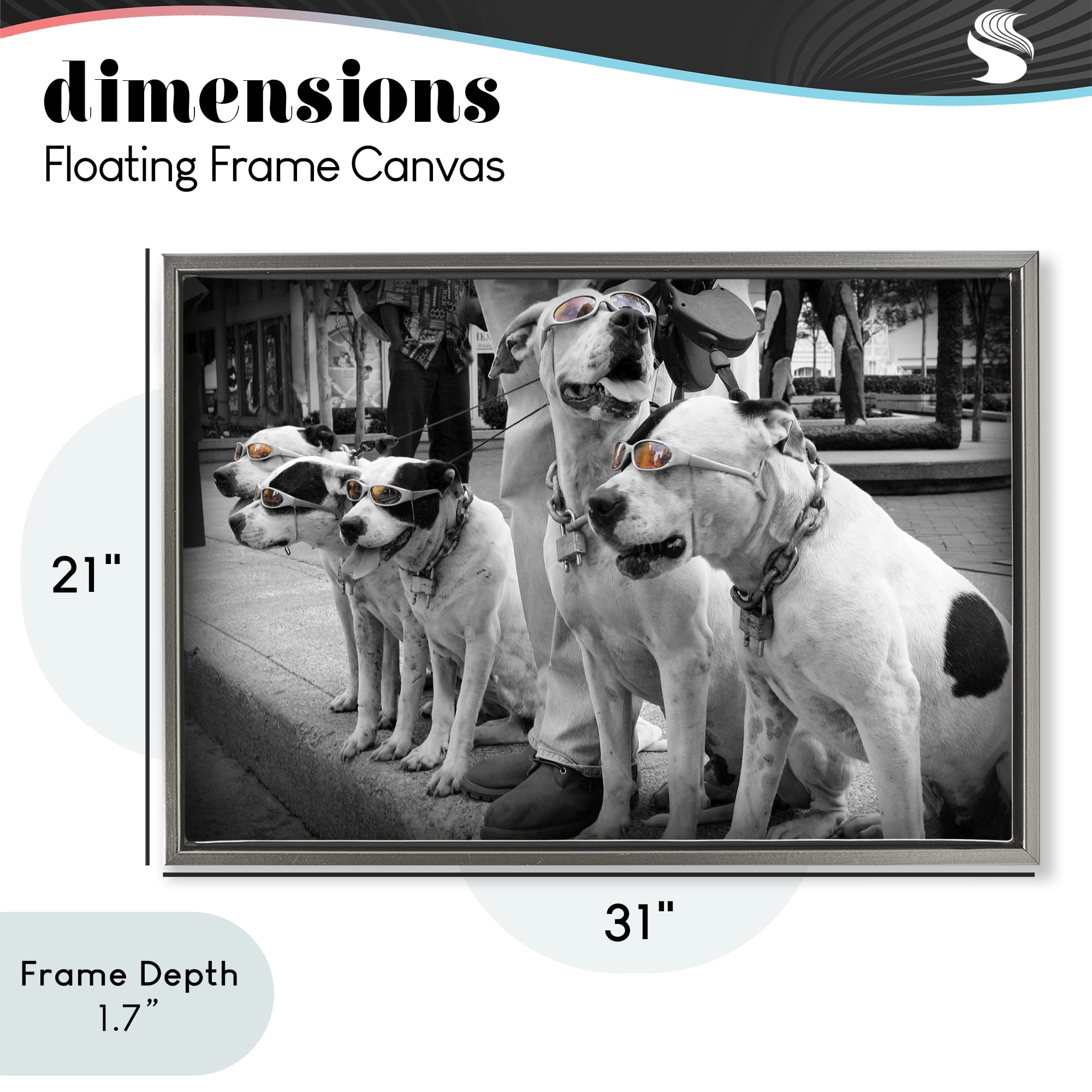 Stupell Industries Afternoon Stroll Pups Gray Framed Floater Canvas Wall Art, design by Scott Henderson