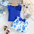 thumbnail image 4 of Gerichy Girls Summer Outfits, Girls Clothes T Shirt Tops Floral Suspender Shorts Ruffle Sleeve Outfits Headband Set Spring Summer, 4 of 9