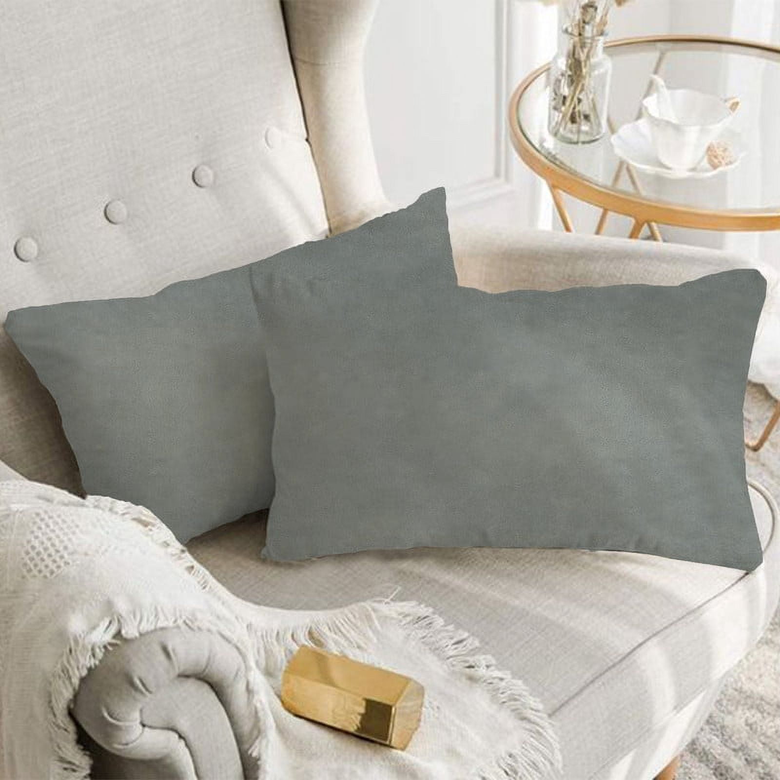 A1HC 12x20 Inch Rectangular Decorative Velvet Throw Pillow Covers, Set of 2, Dove Grey – Soft, Luxurious Cushion Covers for Sofa, Bed & Home Decor
