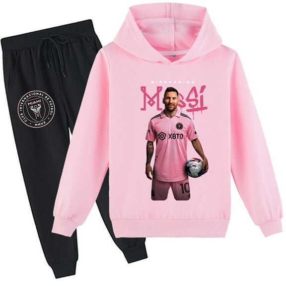 Boys Tracksuit Messi_10 Pullover Sweatshirt Hooded and Jogger Pants Set 2pcs Casual Long Sleeve Hoodie for Teen