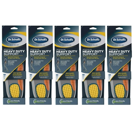 Dr. Scholl's Pain Relief Orthotics Insoles, Heavy Duty Support for Men, 1 Pair Each, Size 8-15 - Pack of 5