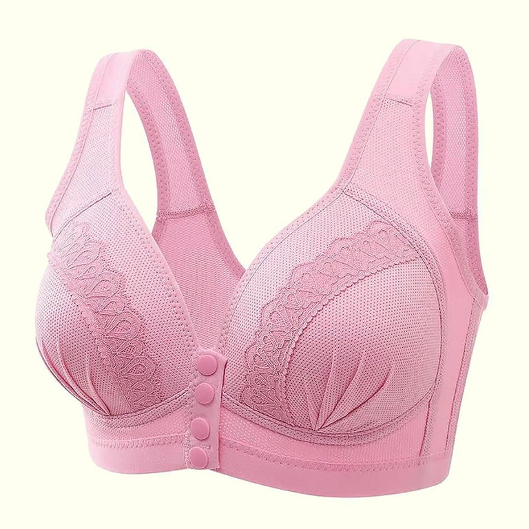 Bigersell Women Front Closure Cotton Bra Wide Strap V-Neck Push up Padded  Bra No Underwire Comfortable & Breathable Soft Bra Everyday Wireless Sports