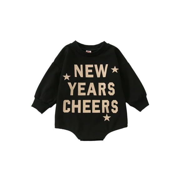 Bagilaanoe Newborn Baby Girl New Year Rompers Letters Print Long Sleeve Bodysuits 3M 6M 9M 12M 18M Infant Casual One Piece Short Jumpsuit