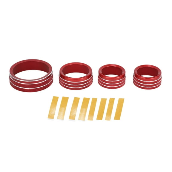 AC Media Volume 4WD Knob Cover Interior Trim for Jeep Grand Cherokee 14-21 Aluminum Alloy Red 4 Pcs