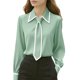 thumbnail image 3 of TaTaai Lapel Tie Solid Top Soft Comfortable Women's Casual Long Sleeve Fashion All Season Daily Party Work Versatile Shirt Gift, 3 of 6