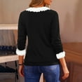 thumbnail image 6 of Christmas Fuzzy Fleece Pullover Tops, V Neck Long Sleeve Sweater Tops, Fall Trendy Blouses, 6 of 7