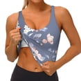 thumbnail image 4 of Haiem Watercolor Flowers Butterfly Pattern Womens Sports Bra - U Neck Padded Low Impact Yoga Bra Workout Crop Top Gym Moisture-Wicking Workout Vest -Small, 4 of 9