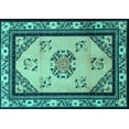 thumbnail image 1 of Ahgly Company Machine Washable Indoor Rectangle Oriental Turquoise Blue Asian Inspired Area Rugs, 7' x 9', 1 of 4