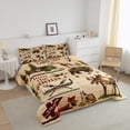 thumbnail image 2 of Erosebridal Hunting Deer Comforter Set Full, Retro Cabin Bedding Comforter Sets Teens Adult, Woodland Bear Moose Bedding Set Wild Animal Rustic Farmhouse Duvet Insert, Brown, 2 of 5