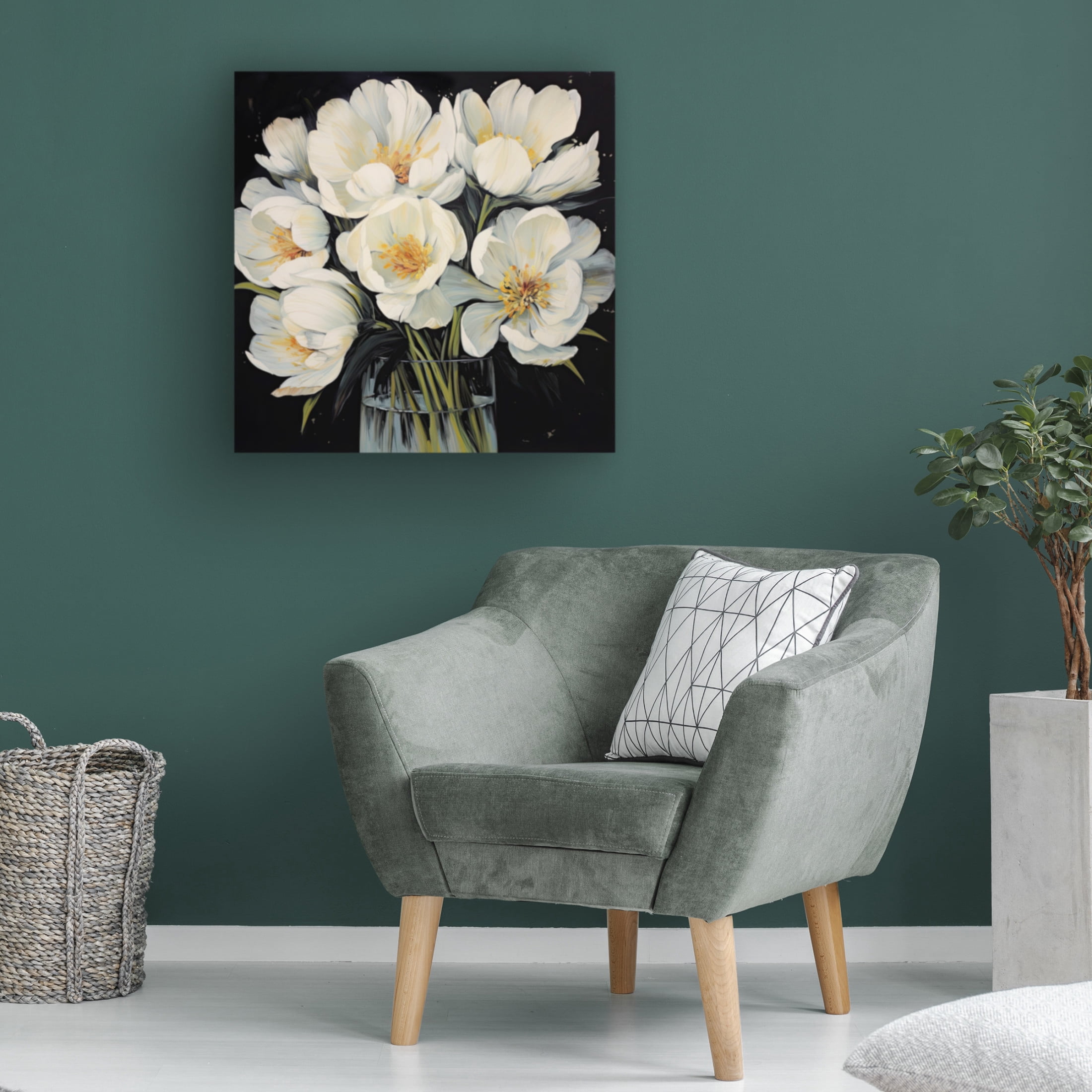 Canvas Wall Art - Sasha 'White Tulips 2' Wall Art for Living Room, Bedroom, or Office Décor by Trademark Fine Art - 14 x 14 Inches