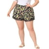 Agnes Orinda Juniors' Plus Size Casual Summer Holiday Lace Trim Floral Print Shorts