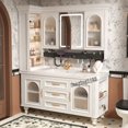 thumbnail image 2 of Mueble de baño Retro francés de roble, combinación de lavabo de baño, mueble de lavabo de piso a techo, mueble con espejo inteligente de pizarra, 2 of 4