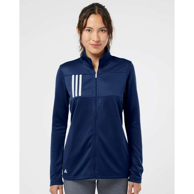 Femmes Tricot Double à 3 Rayures à Fermeture Éclair Intégrale, 2TG, Équipe Bleu Marine Gris Deux