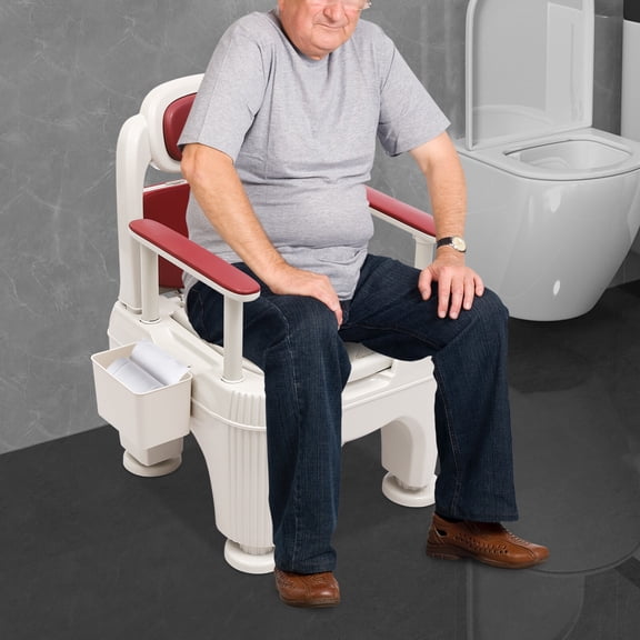 Height Adjustable Portable Bath Seat Bedside Commode Toilet Chair Adult Senior For Pregnant Women, Patients, Elderly People With Disabilities