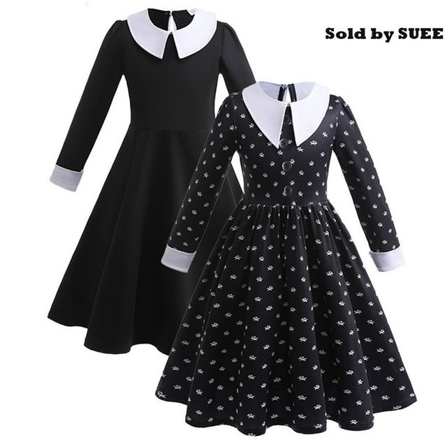 Déguisement Noir pour Filles Enfants Halloween Cosplay Robe