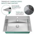 thumbnail image 5 of Transolid KKM-DTSS322210-ML2 Diamond 32-in L x 22-in W Single Bowl Dual-Mount Kitchen Sink and Accessories Kit with 2 Pre-Drilled Holes in Stainless Steel, 5 of 12