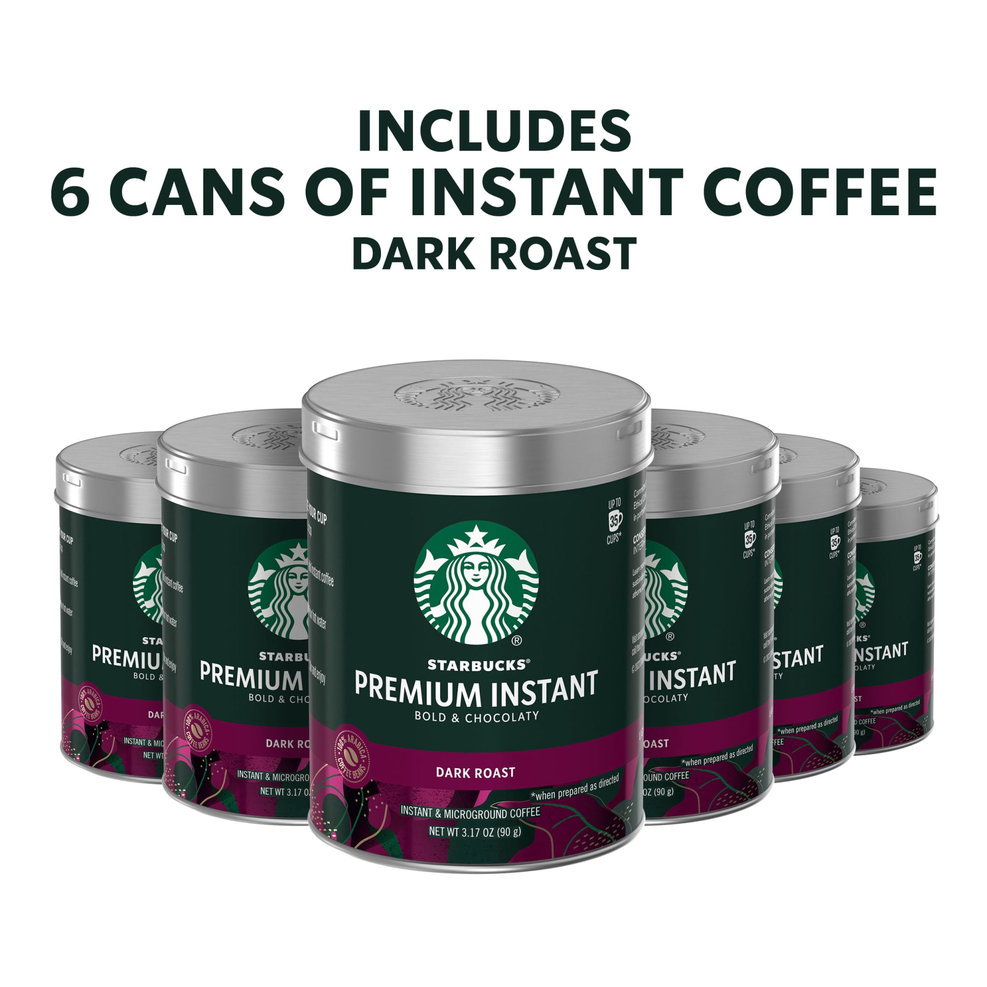 Starbucks Premium Instant Coffee, Dark Roast, Arabica Beans, 3.17