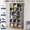 thumbnail image 6 of Bookshelf,18 Cube Storage Organizer,Extra Large Book Organizer,Tall Bookcase Shelf,Book Cases/Shelves,Grey Cube Shelf,Cubbies Closet Shelves for Bedroom,Living Room,Home,Office, 6 of 12
