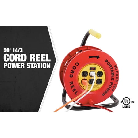 

Woods 6 Outlet Open Cord Reel With Easy Handle Rewind 50 14/3 Cord