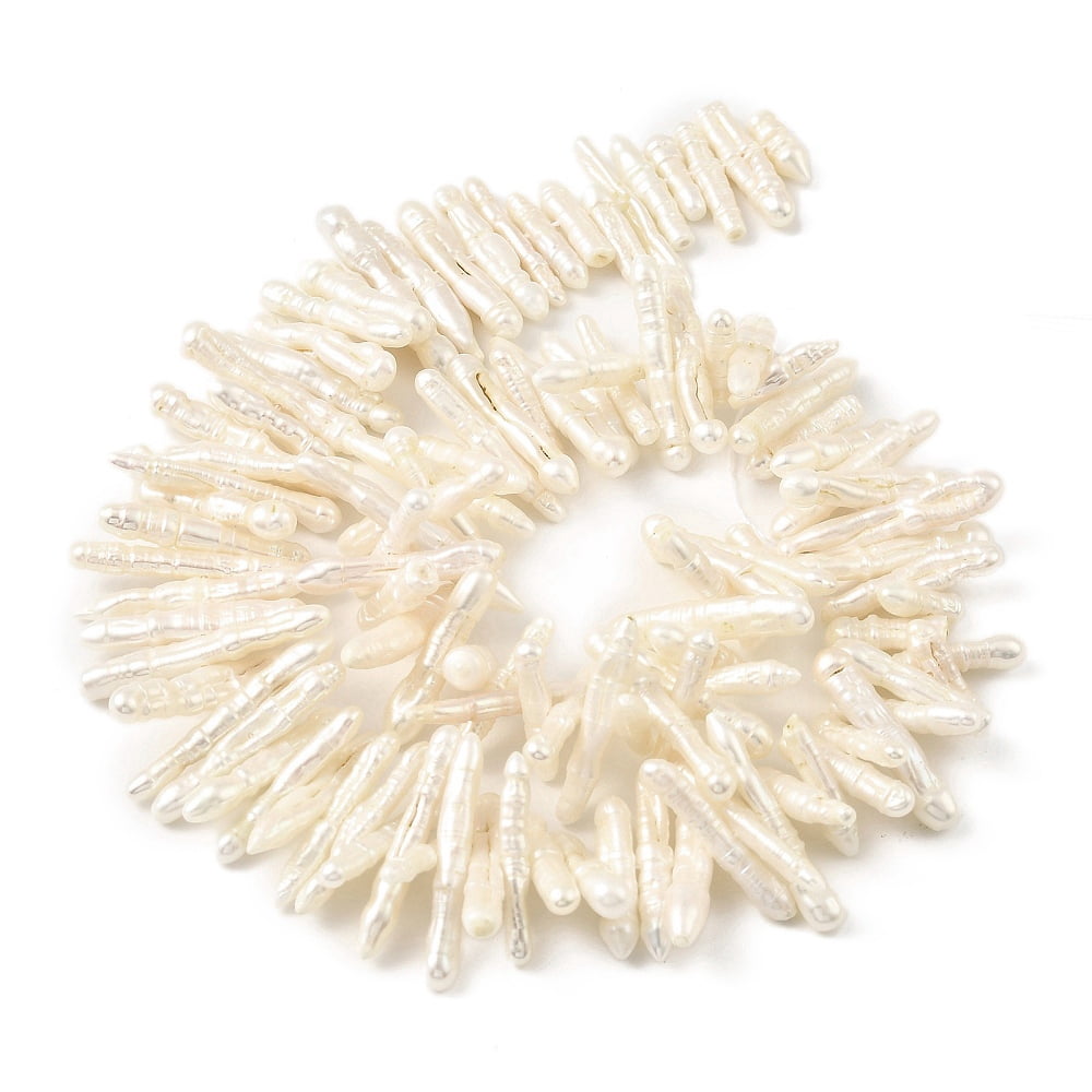 1 Strand Natural Baroque Keshi Pearl Beads Strands Stick Seashell Color 11~28x2.5x2.5mm Hole: 0.5mm about 102~142pcs/strand 14.76~16.14''