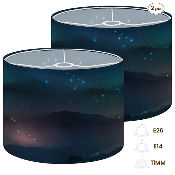 2pcs Set Drum Lampshades (13"x 13"x 10"), dreamy starry sky Big Dipper Fabric Lamp Shades, Large Replacement Shades for Table, Floor, and Pendant Lamps, Simple Assembly Needed.