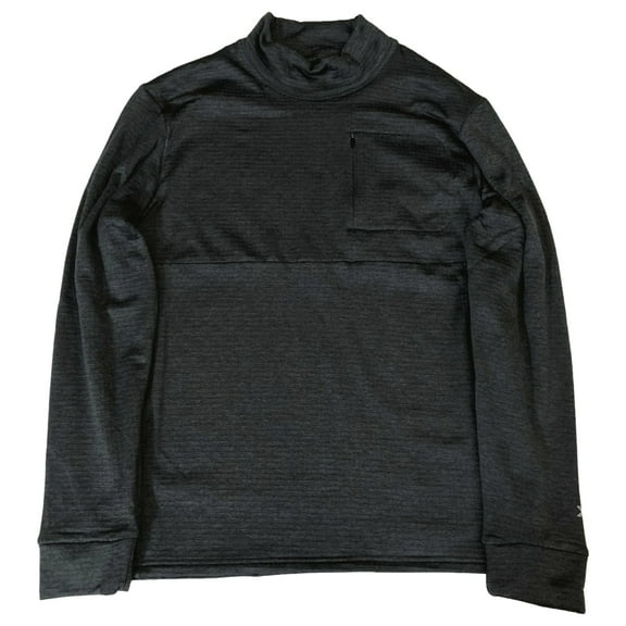 Xersion Mens Long Dark Gray Waffle Grid Mock Neck Warmth Athletic Shirt XX-Large