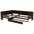 thumbnail image 6 of Newest L-Shaped Space-Saving Twin Size Platform Bed with Trundle and Drawers, Modern Solid Wood Storage Bed,Espresso, 6 of 18