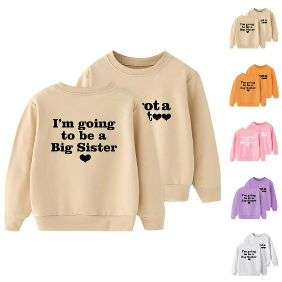 Big Sister Announcement Sweatshirts for Girl Long Sleeve Crewneck I'm Going to Be A Big Sister Sweatshirt Pullover Top