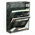 thumbnail image 4 of 5 Tier Wall File Organizer - Vertical Wall Mount File Holder with Glossy Edges - Black Office File Organizer, 4 of 11