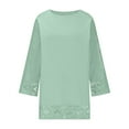 thumbnail image 3 of LYEAA Lace Tops for Women 3/4 Sleeve Crew Neck Solid Color Loose T-Shirts Casual Dressy Comfort Fashion Pullover Green S, 3 of 5