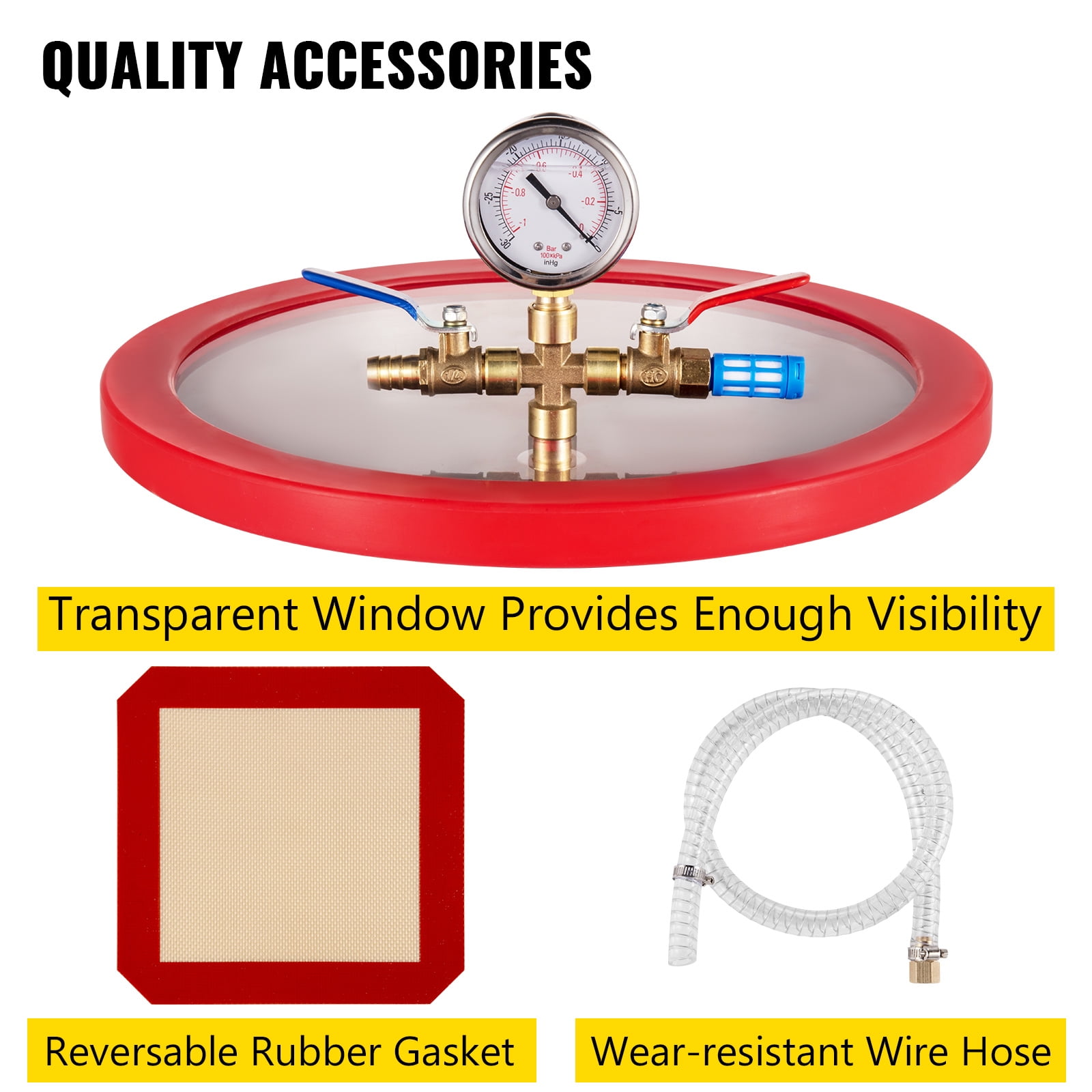 VEVOR Vacuum Chamber with Pump, 4CFM 1/3hp Vacuum Pump with High-Capacity 2 gallons Vacuum Chamber, Vacuum Pump Chamber Kit Vacuum Degassing Chamber Kit