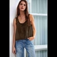 thumbnail image 3 of Blusas de Verano Bohemias con Lazo Frontal para Mujer, Blusas Playeras de Encaje con Botones, Sin Mangas, de de , Y2k 2025, Marrón Oscuro, Talla S, 3 of 6