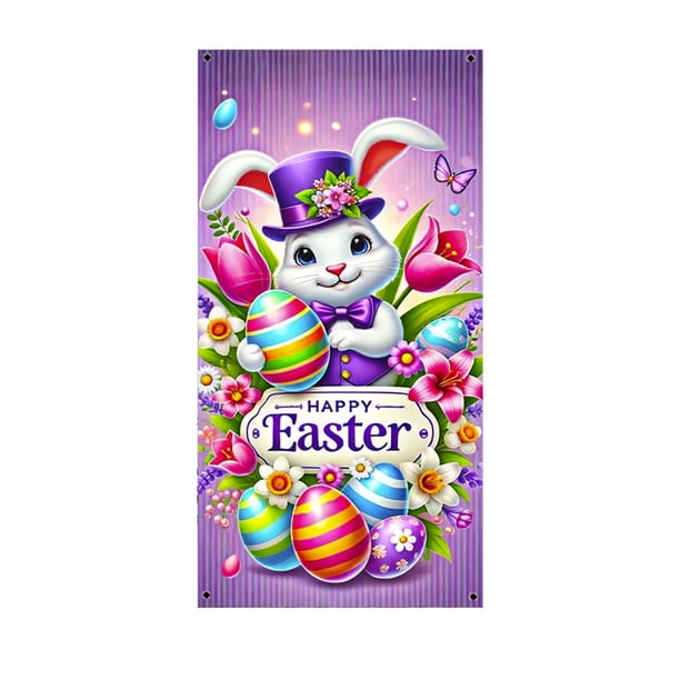 Cubiertas de Puerta de Vacaciones para la Puerta Delantera de Nylon Multicolor 180x90cm/70.86x35.43In Decoraciones de la Puerta Delantera de Pascua para la Sala de Fiestas Fondo de Vacaciones de la Pa