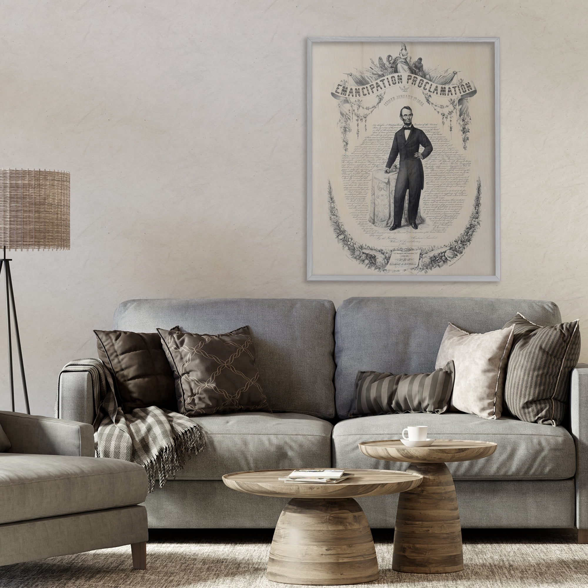 Stupell Industries Lincoln with Emancipation Proclamation Gray Framed Giclee Art, design by Arlington Prints