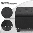 thumbnail image 4 of MoNiBloom 42" Button Tufted Storage Ottoman, Microfiber Upholstery Footstool for Living Room Home Office, Storage Box Foot Stool with Nailhead Trim, Black, 4 of 9
