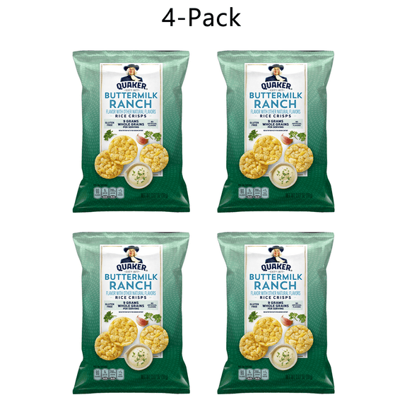 Quaker Rice Crisps Buttermilk Ranch Flavor, Gluten Free, 2.68 Ounce Pack of 4