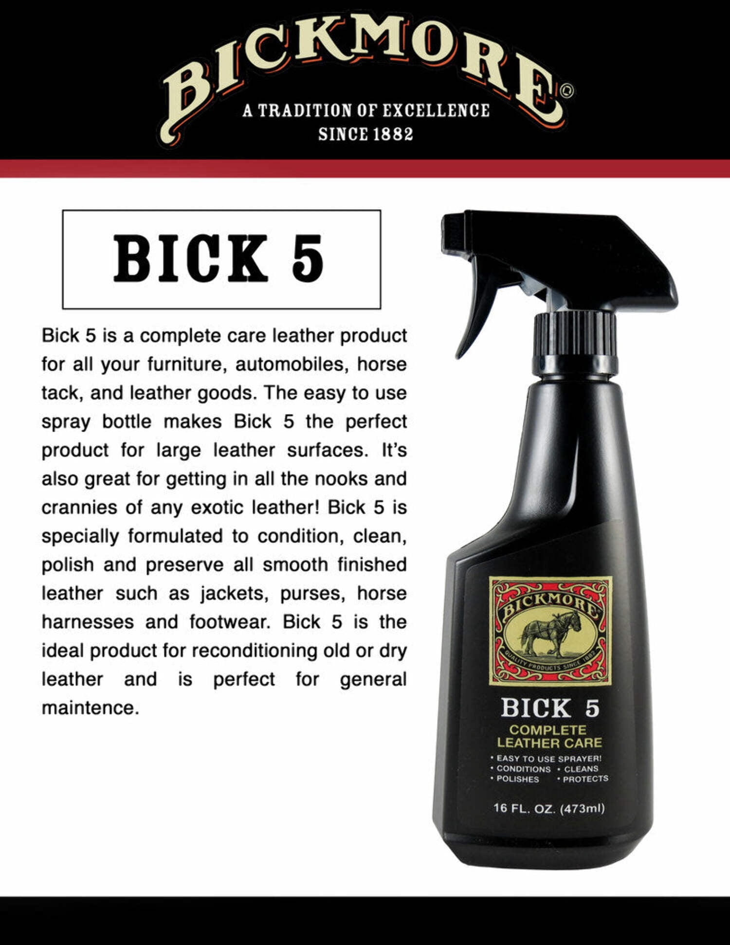 Bick 5 Leather Cleaner Conditioner Spray