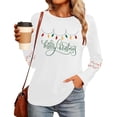 thumbnail image 5 of Christmas Tree Shirt Women Christmas Embroidered Trees Long Sleeve Shirts Gift Xmas Graphic Tee Tops, 5 of 7