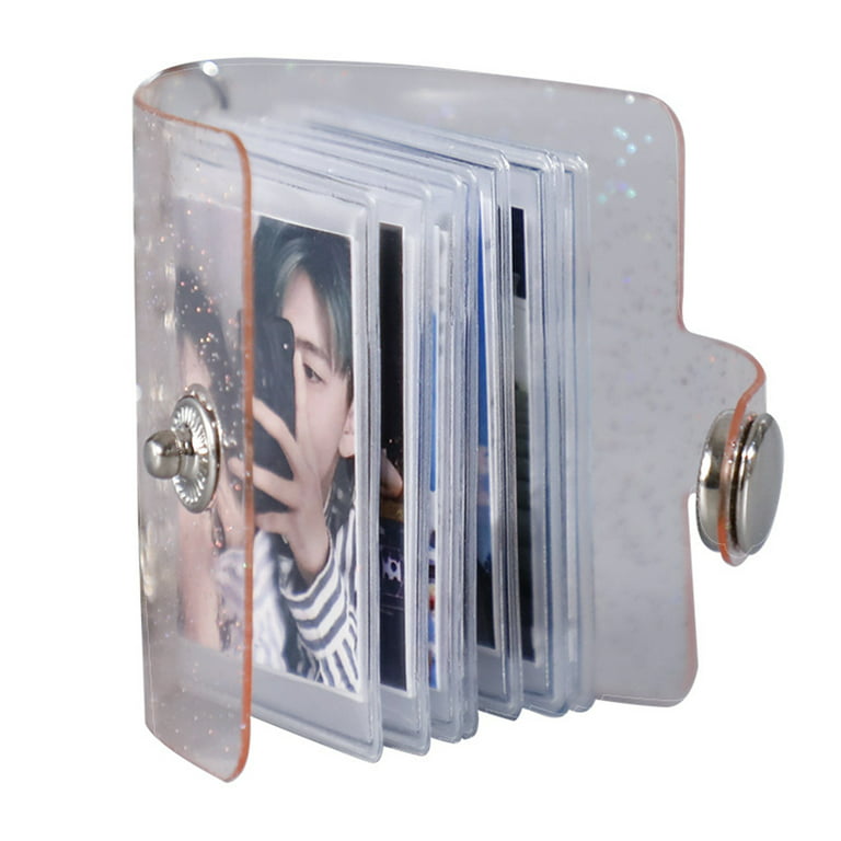 OOKWE Mini Small Photo Album Keyring 16 Pockets 2 Inch ID Instant Pictures  Interstitial Storage Card Book Keychain Lover Time Memory Gift