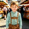 thumbnail image 2 of Tisuna Boys Long Sleeve Shirts Kids Stand Collar Button Down Plaid Tops Comfortable Festival Casual Wear Shirts For Toddler And Tweens 4-13 Years, 2 of 5
