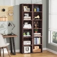 thumbnail image 4 of Tribesigns 70.9 Inch Tall Narrow Bookcase, Modern White Corner Bookcase for Home Office, Walnut, 4 of 5